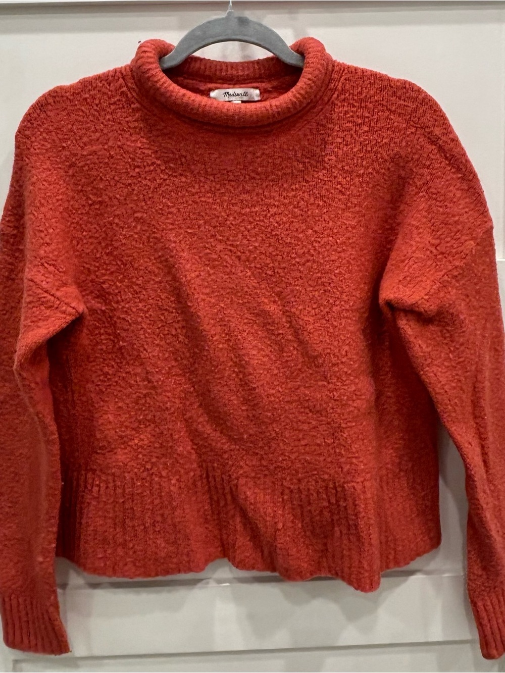 Madewell Burnt Orange Wool Alpaca Blend Cozy Cowl Neck Sweater